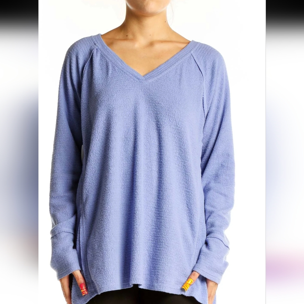 Wildfox V Neck Waffle Fleece Knit Sweater